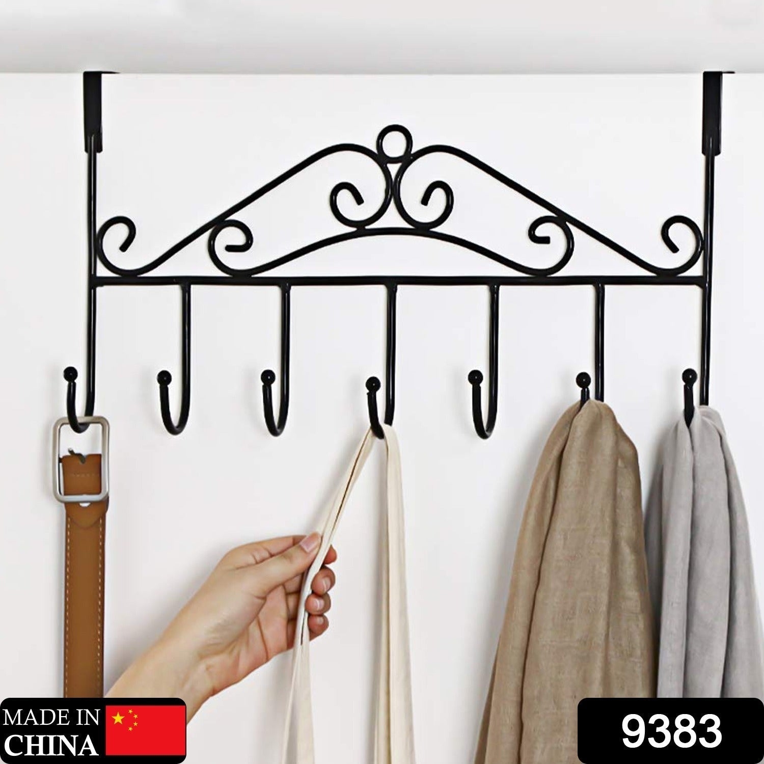 Over Door Hanger Rack – 7 Hooks Metal Organizer | Indo Glow Secondary image