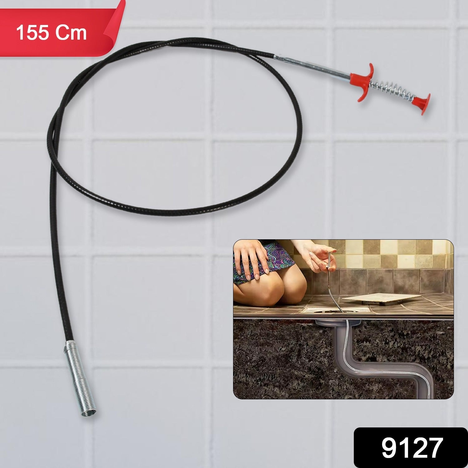 Drain Cleaning Brush – 160 cm Flexible Pipe Cleaner | Velvet Wipe Secondary image