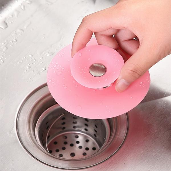 Durable silicone sink strainer and sealer cover with handle Main image