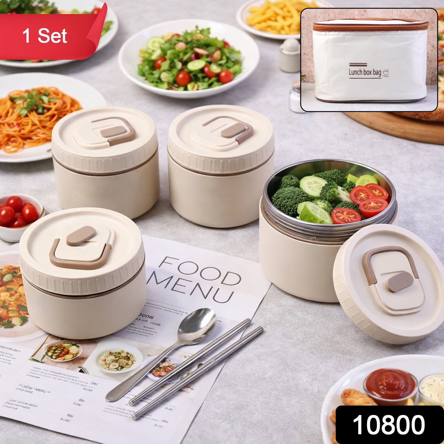 Bento Style Lunch Box Set – Leak-Resistant Containers with Carry Bag Secondary image