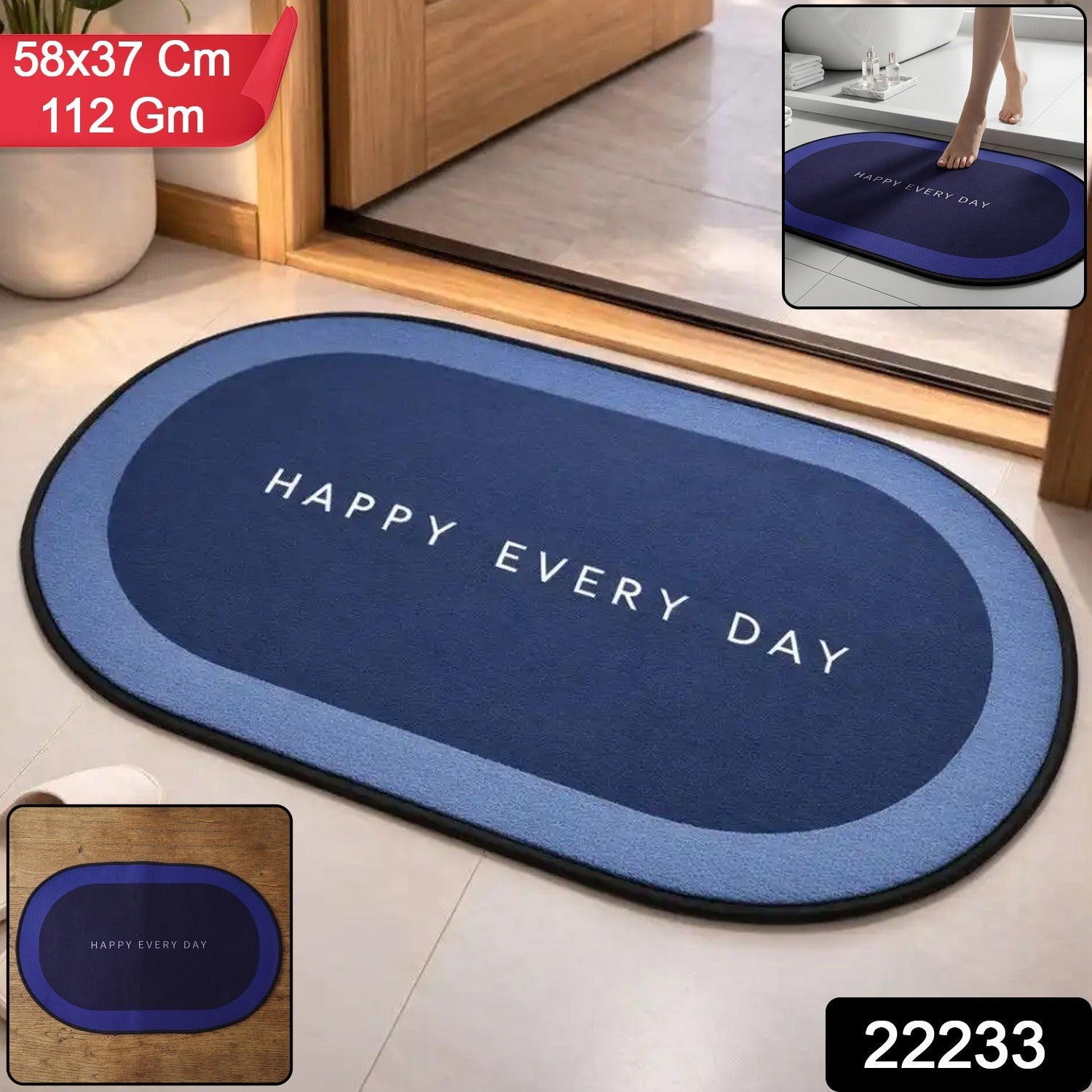 Bathroom Floor Mat – Fast Absorbing & Slip-Resistant Oval Design Secondary image