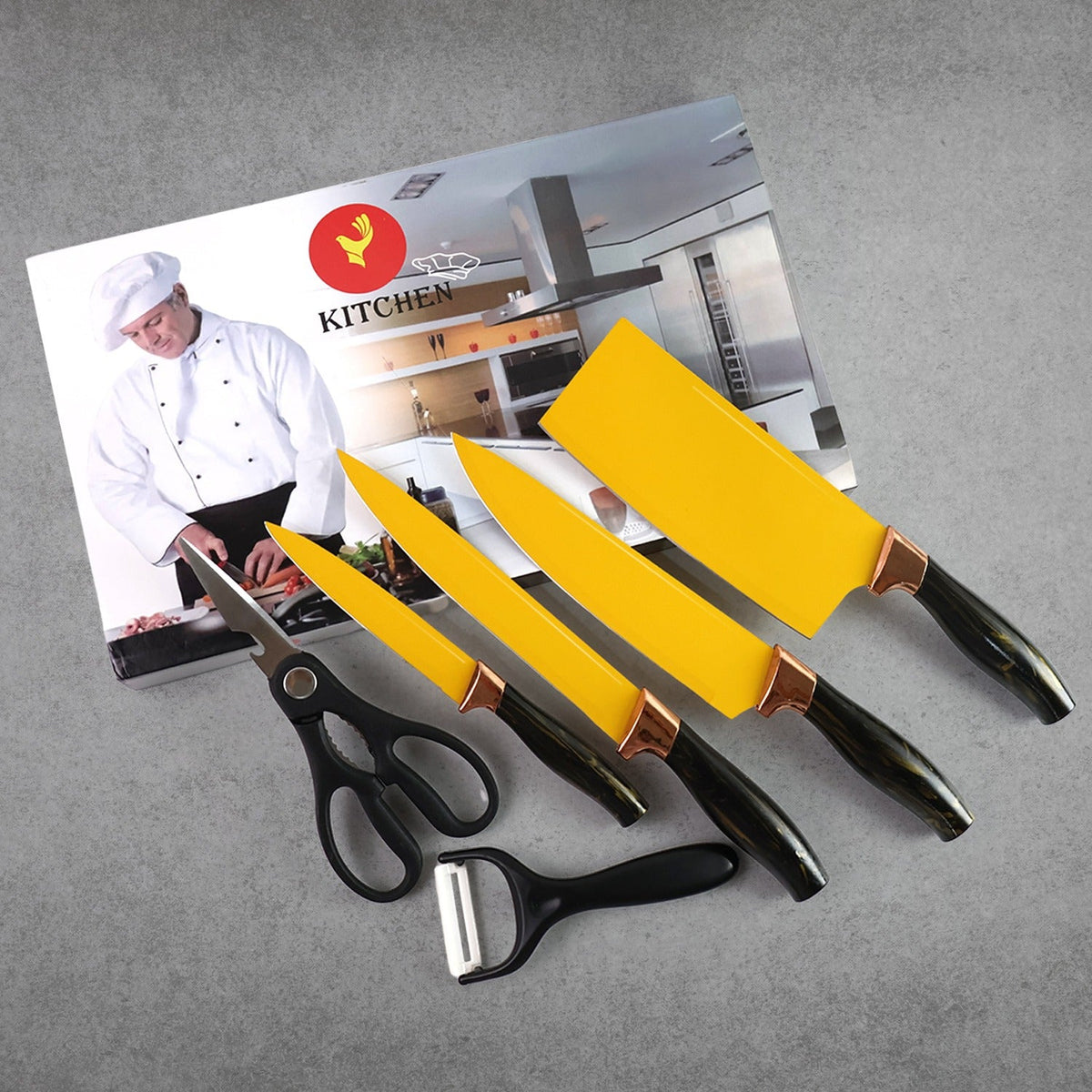 Professional kitchen knife set with ergonomic handles and stainless steel blades Main image