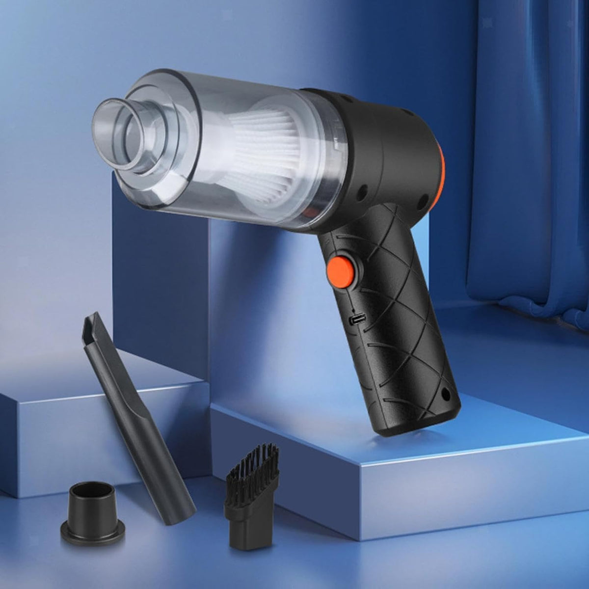 High-power portable Car Vacuum Cleaner with attachments for vehicle and home use. Main image