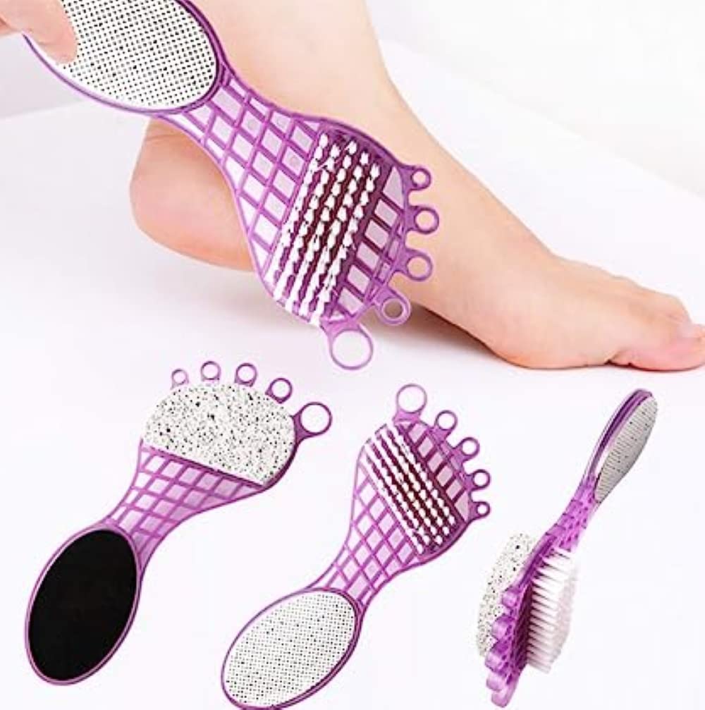 VelvaBloom 4-in-1 Pedicure Tool showing brush and steel scrubber for comprehensive foot care. Main image