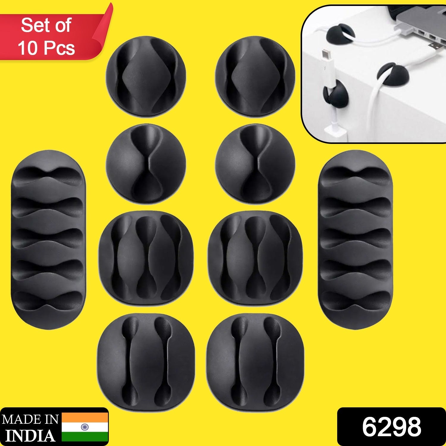 Cable Organiser Clips – Self-Adhesive Wire Management (10 Pc) | DigixDrive Secondary image