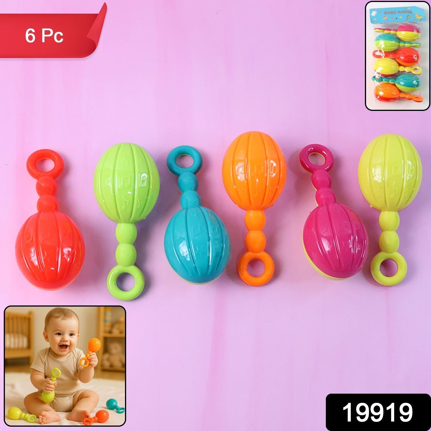 Baby Hand Rattle Set – 6-Piece Lightweight Musical Toys for Sensory Play Secondary image
