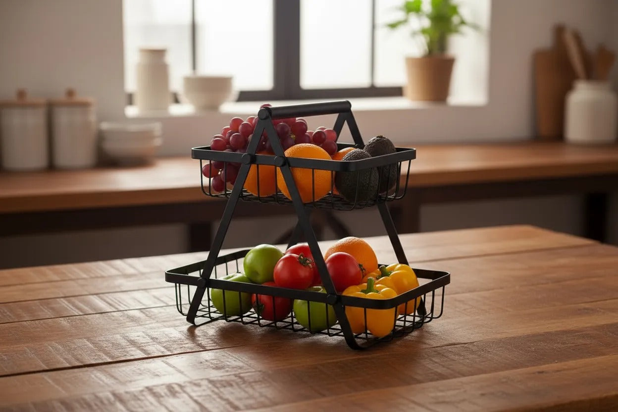 2-Tier Fruit Basket with Handle Secondary image