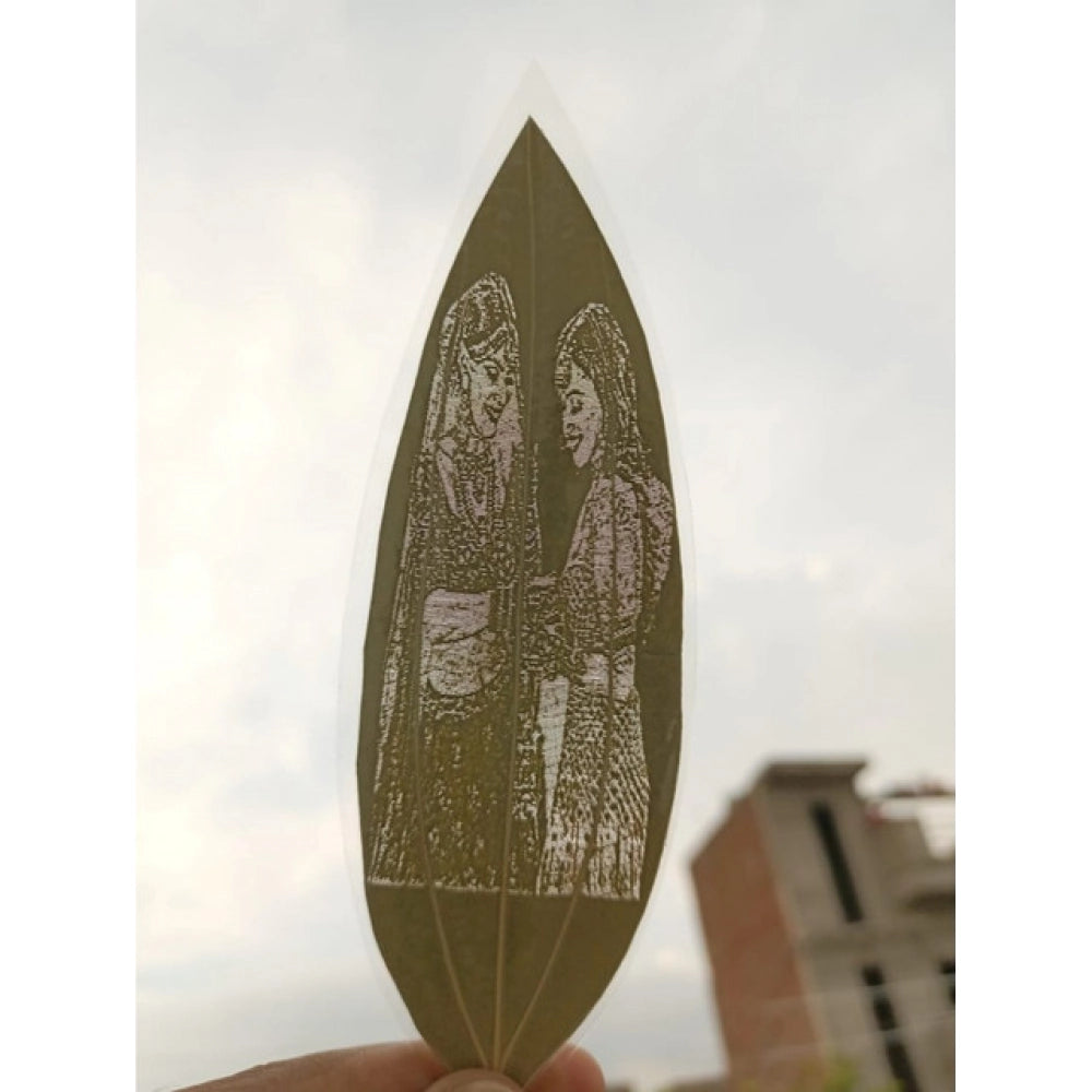 Generic Custom Engraved Leaf Art – Bride And Bridesmaid - Sister Bond Portrait on Natural Leaf Main image