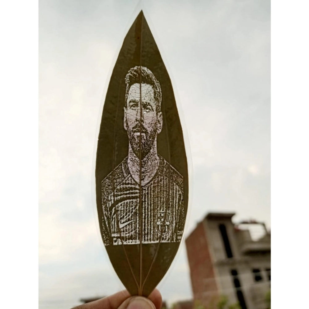 Generic Custom Engraved Leaf Art – Football Player Portrait on Natural Leaf Main image