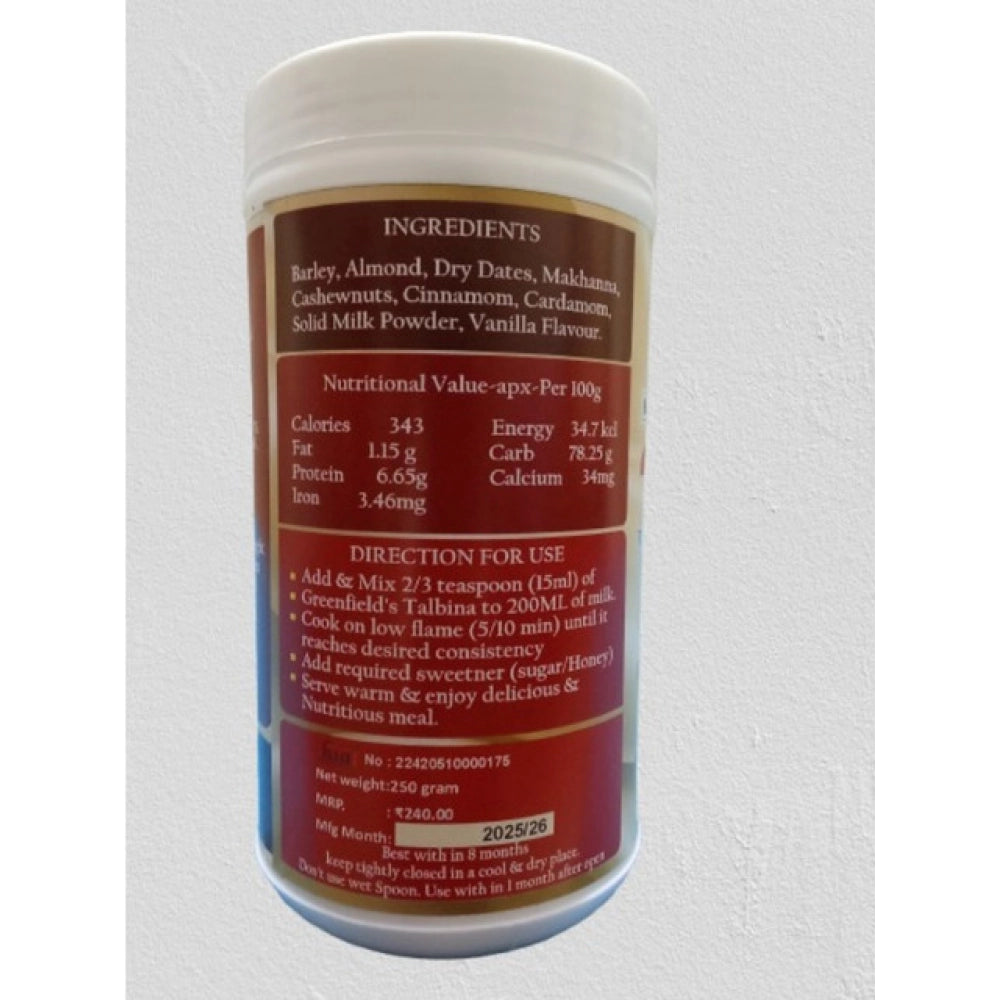 Generic Greenfield'S Talbina Roasted Barley With Powdered Dry Fruit (250GM) Secondary image
