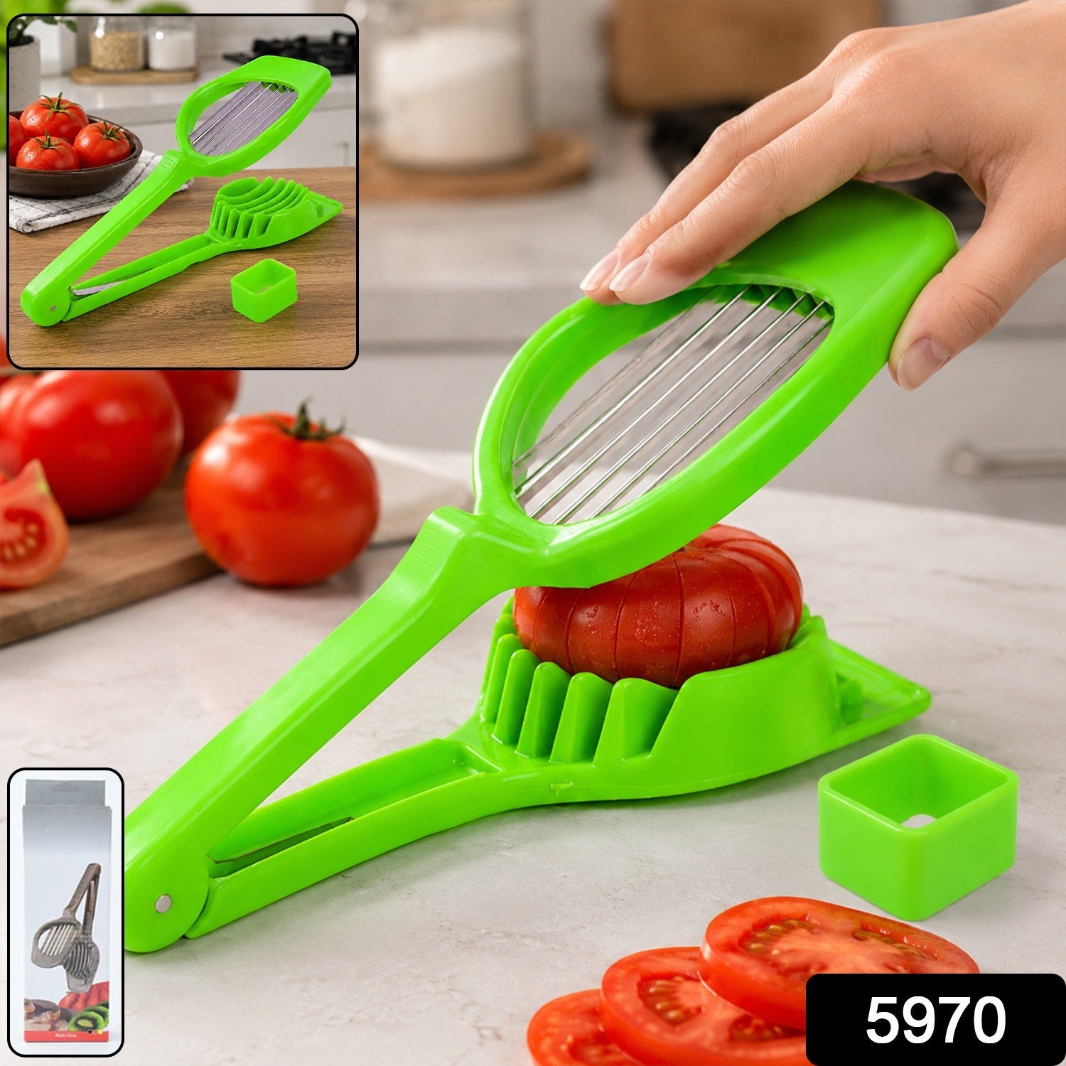 Tomato and Strawberry Slicer, 7 Steel Blade Fruit and Vegetable Cutter (1 Pc) Secondary image