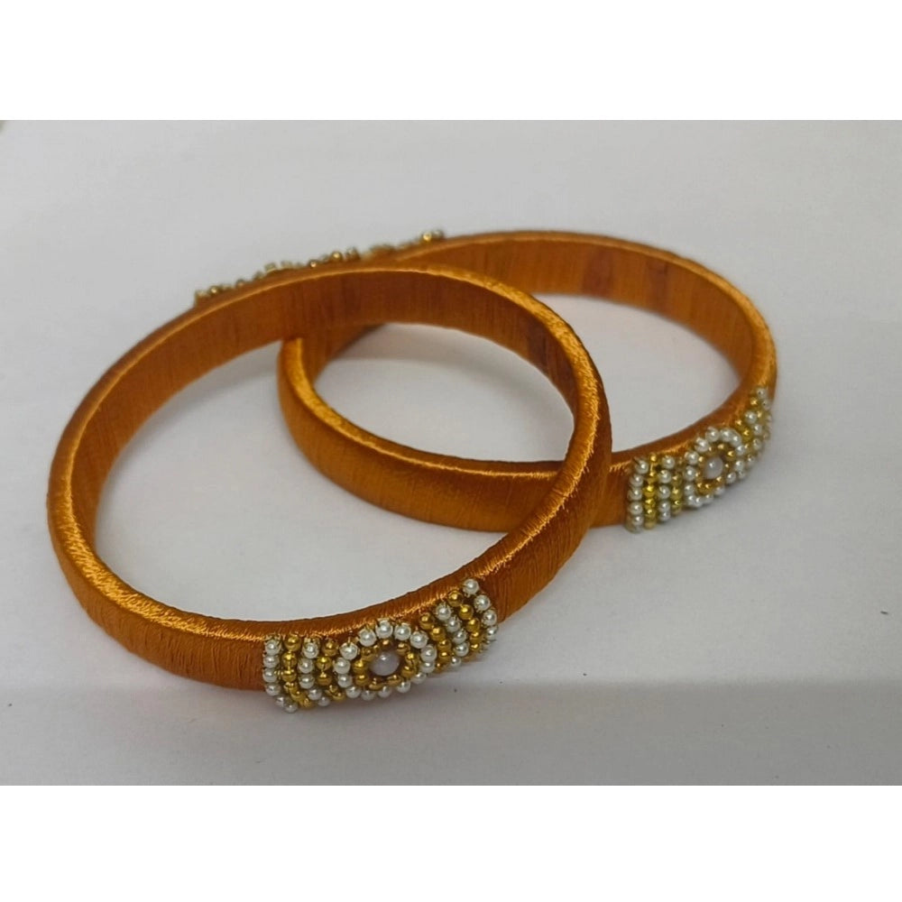Generic Women's Plastic Silk Thread Bangles (Light Brown, Size: 2.1) Secondary image