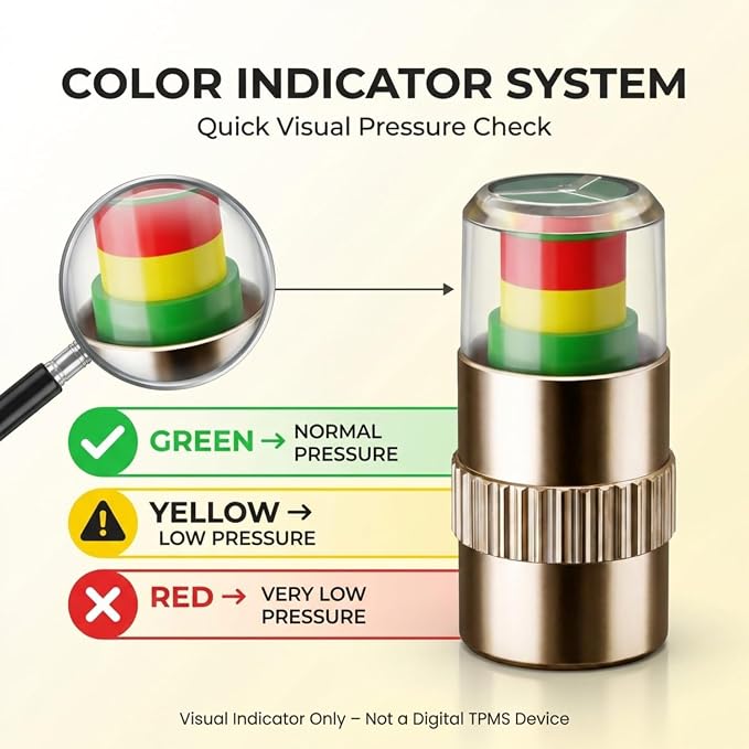 Car Tyre Pressure Indicator Valve Caps for Bikes & Cars Visual Air Pressure Alert Secondary image
