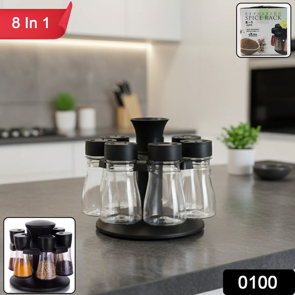 Rotating stand spice jar set with easy-access design