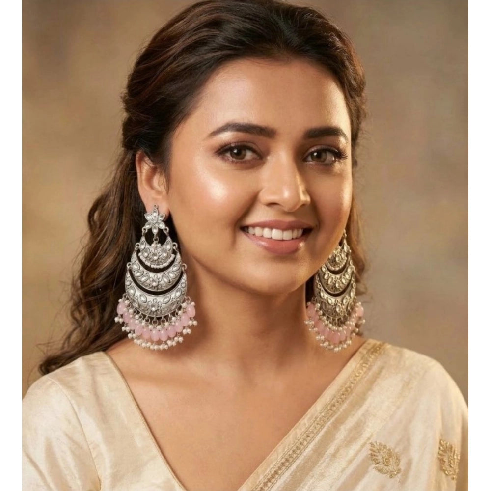 Generic Women's Zinc Alloy Gold Plated Chandbali Earrings (Multicolor) Main image