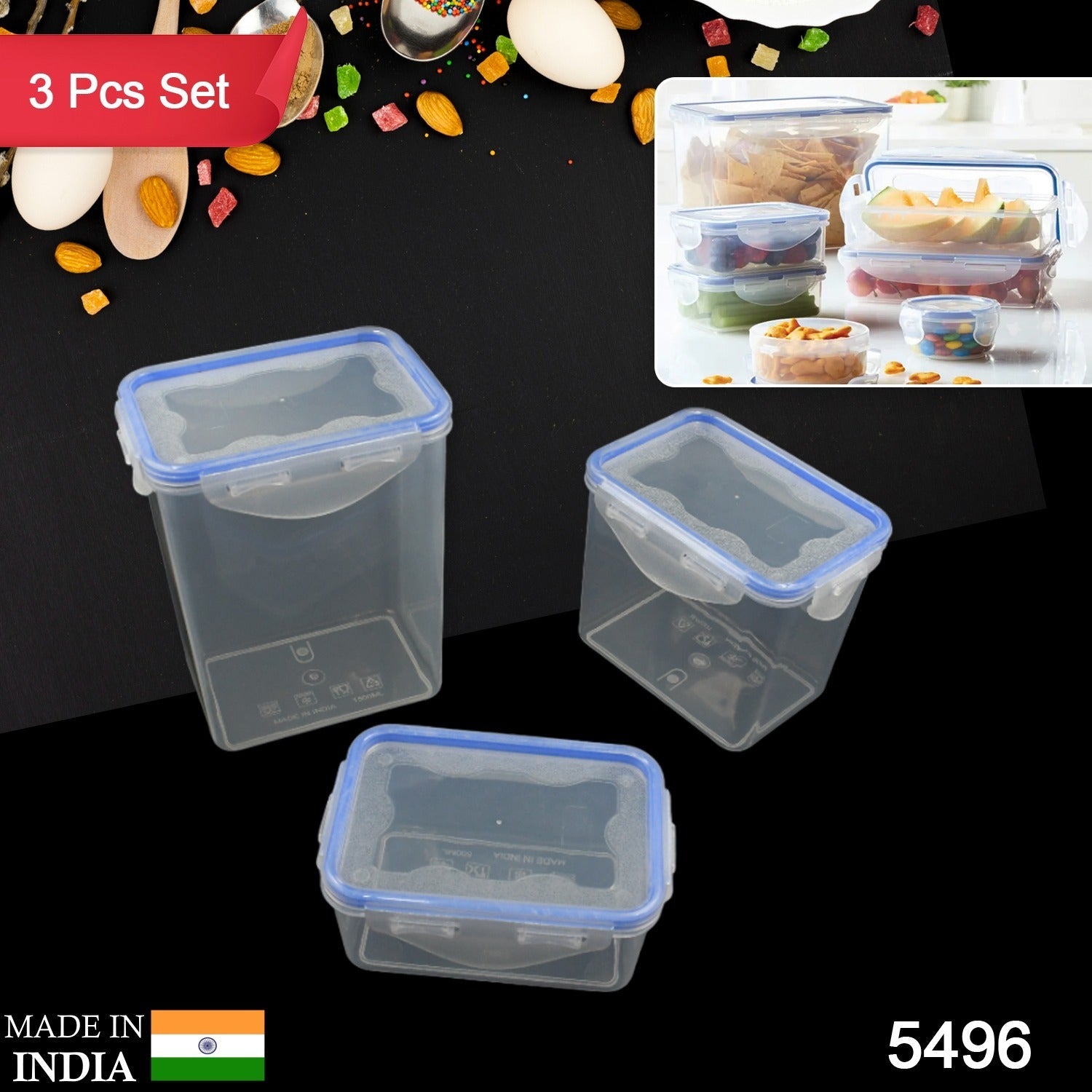 Airtight Kitchen Storage Container – 3 Pc Food Grade Set | Velvet Wheels Secondary image