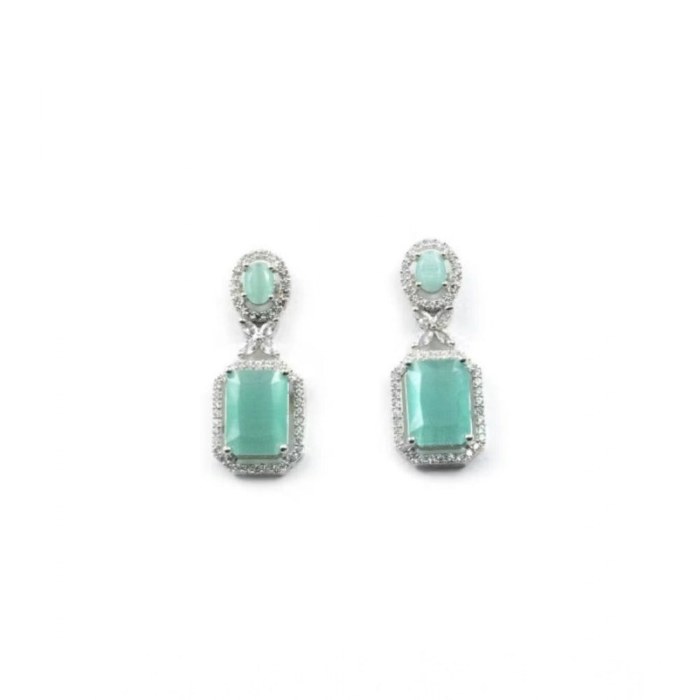 Generic Women's Brass Silver Plated Drop Earrings (Turquoise) Secondary image