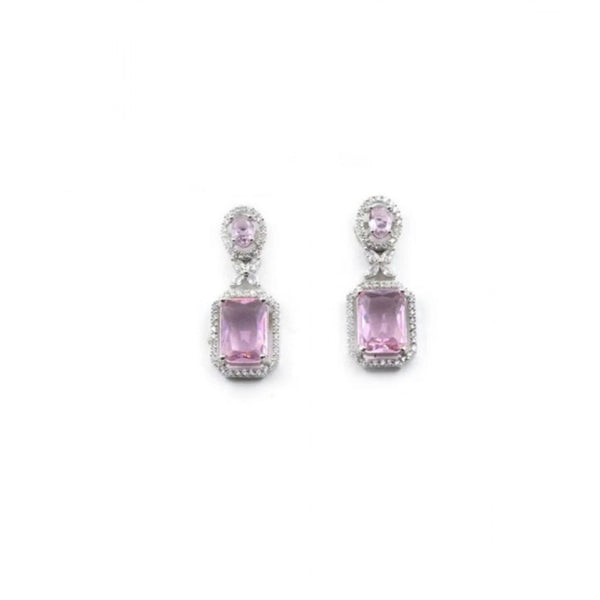 Generic Women's Brass Silver Plated Drop Earrings (Pink)