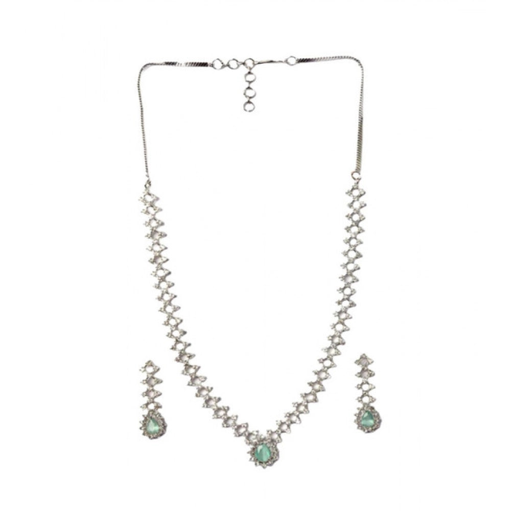 Generic Women's Brass Silver Plated Necklace set (Turquoise) Secondary image