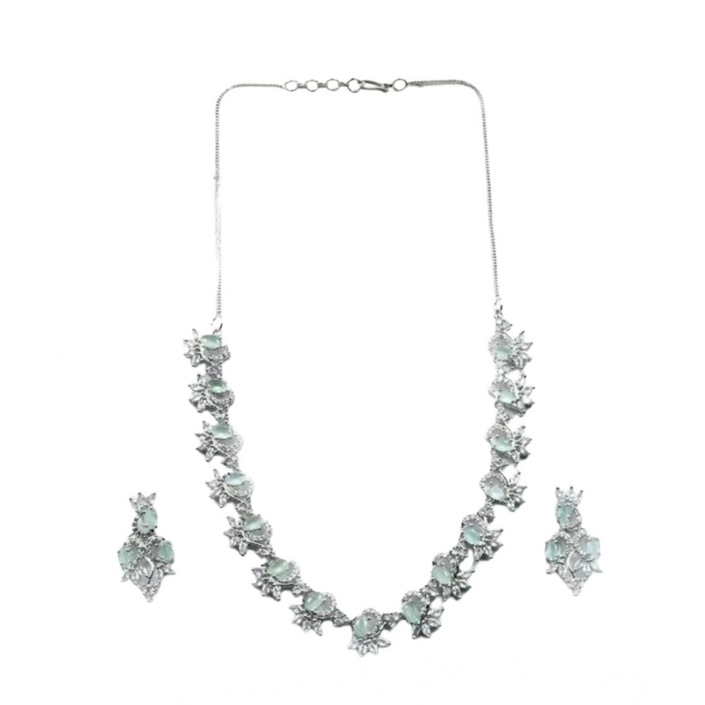 Generic Women's Brass Silver Plated Necklace set (Turquoise) Secondary image