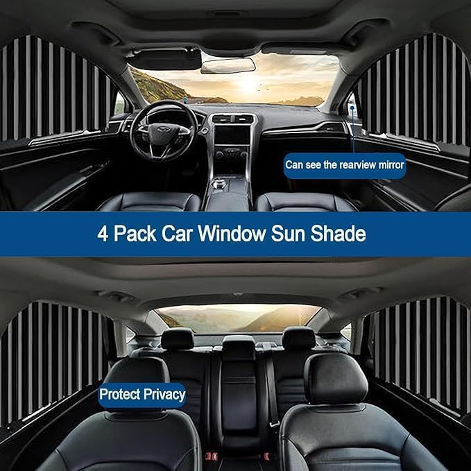 Foldable Car Window Privacy Curtains Sunshade Side Magnet Pleated Car Window Curtain Secondary image
