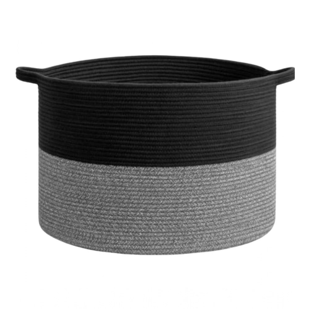 Generic Cotton Pack Of_1 16x14 Inch Storage Basket For Clothes With Out Lid (Black-Black-Kidi) Secondary image