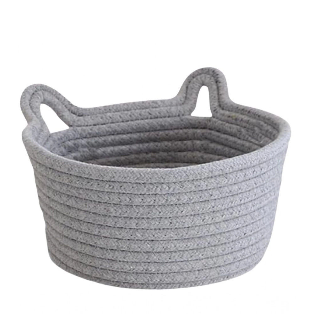 Generic Cotton Pack Of_1 Plain Cat Basket 9x5 Inch (Grey) Secondary image