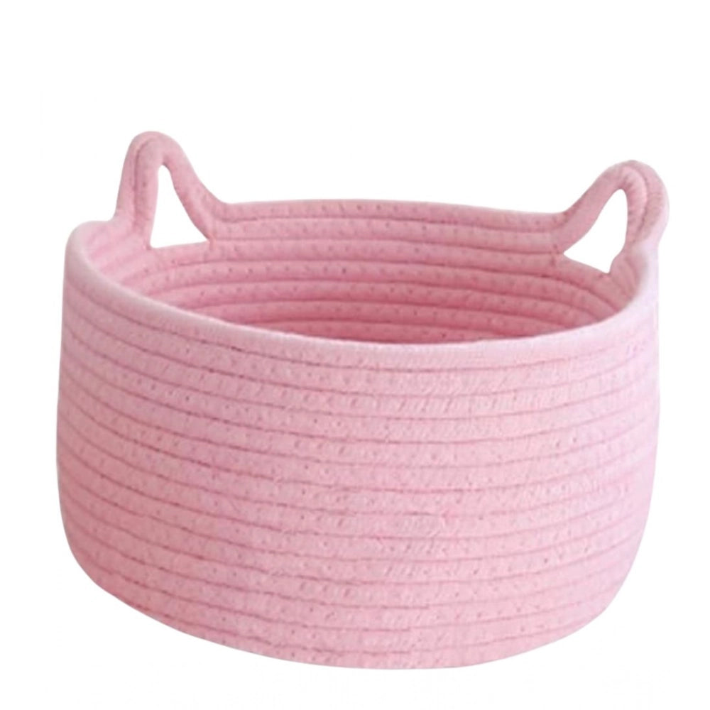 Generic Cotton Pack Of_1 Plain Cat Basket 9x5 Inch (Pink) Secondary image