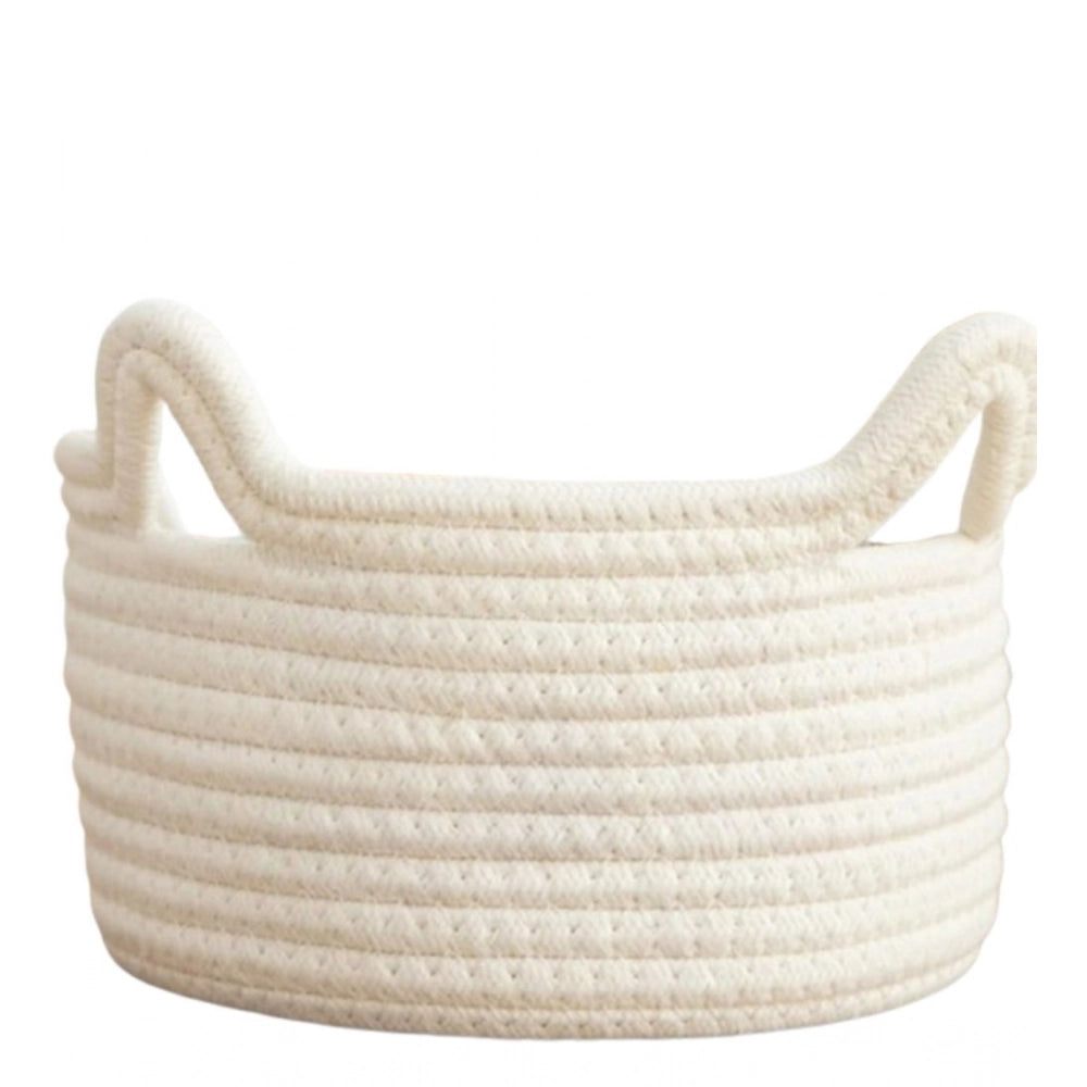 Generic Cotton Pack Of_1 Cat Basket 8x4 Inch Storage Basket For Clothes (White) Secondary image