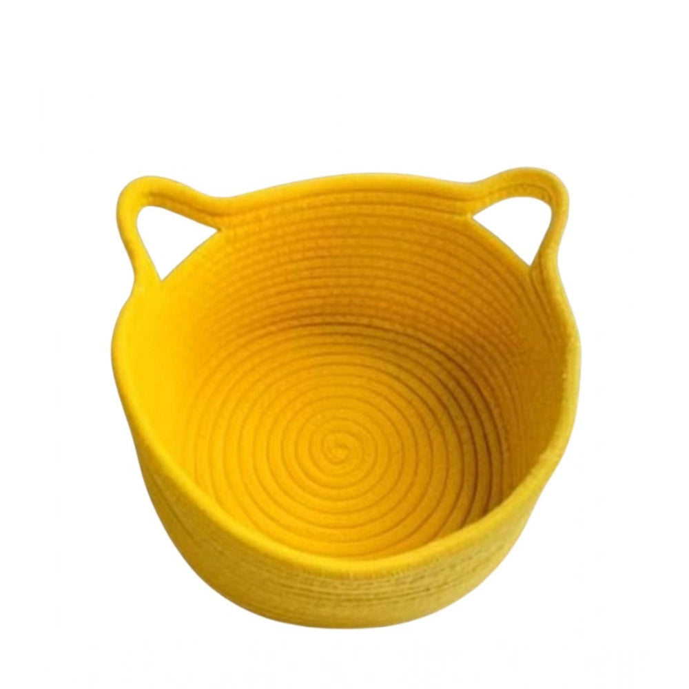 Generic Cotton Pack Of_1 Plain Cat Basket 9x5 Inch (Yellow) Secondary image