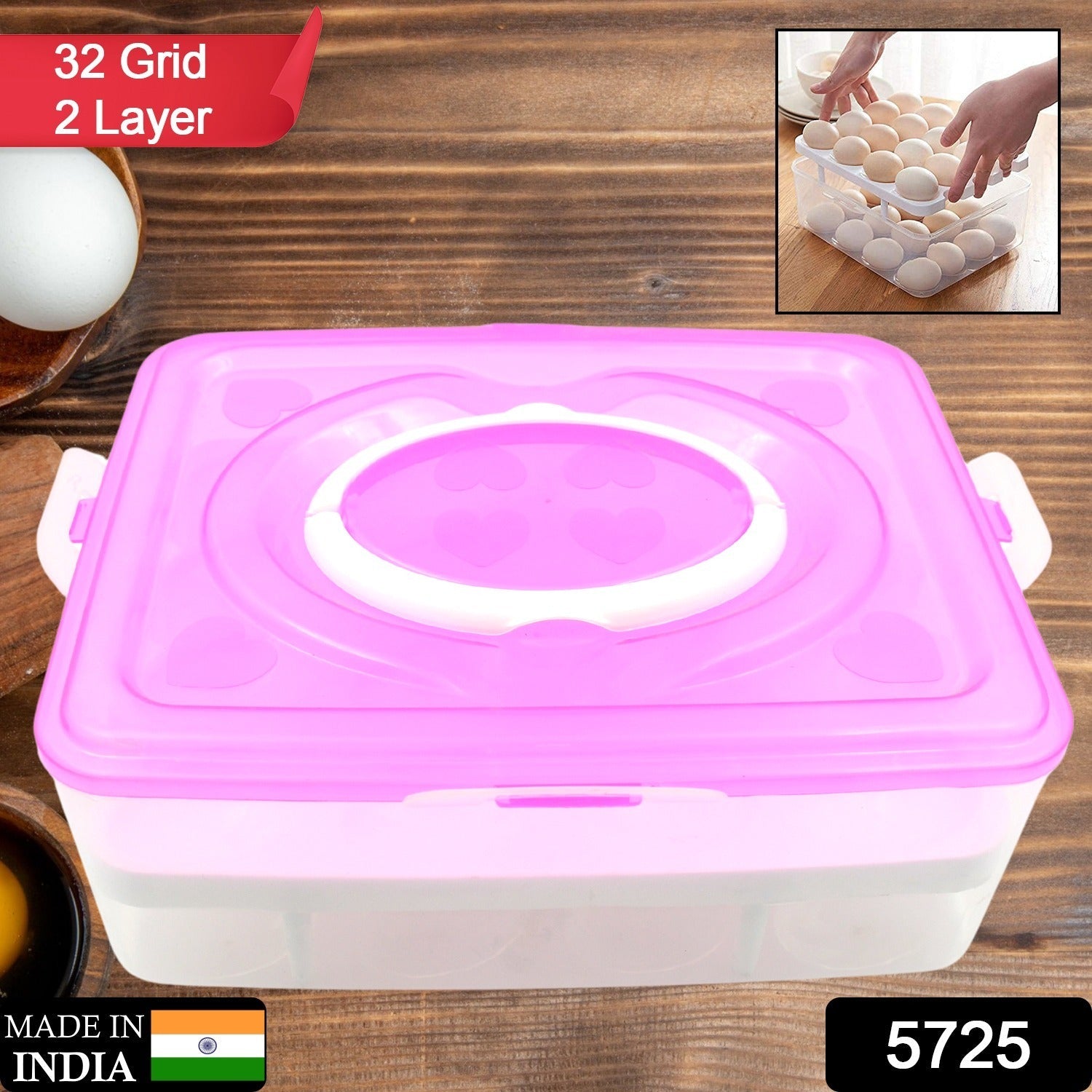 32-Grid Egg Tray with Lid & Handle – 2-Layer Egg Storage | Organivo Secondary image
