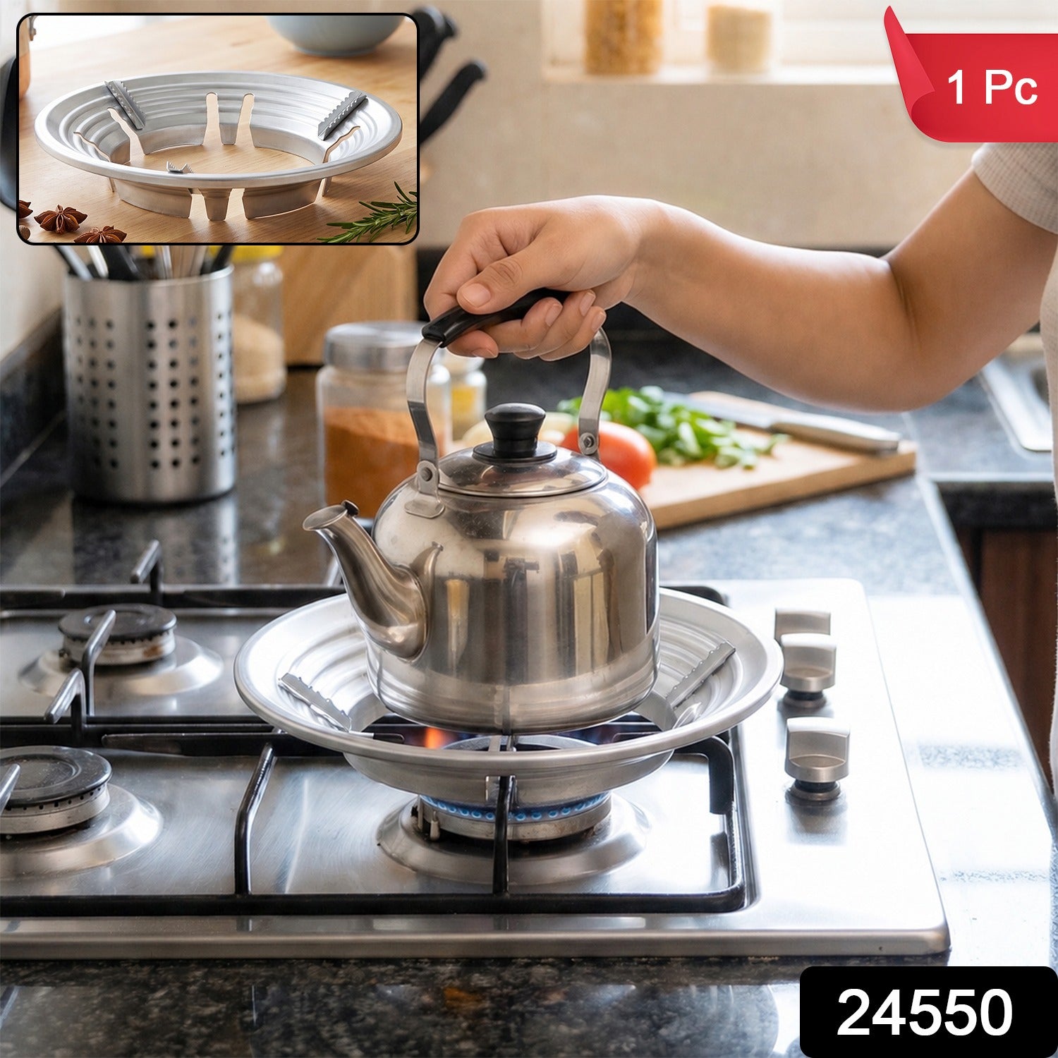 Gas Stove Burner Stand, Stainless Steel Wok Support Ring and Trivet (1 Pc) Secondary image