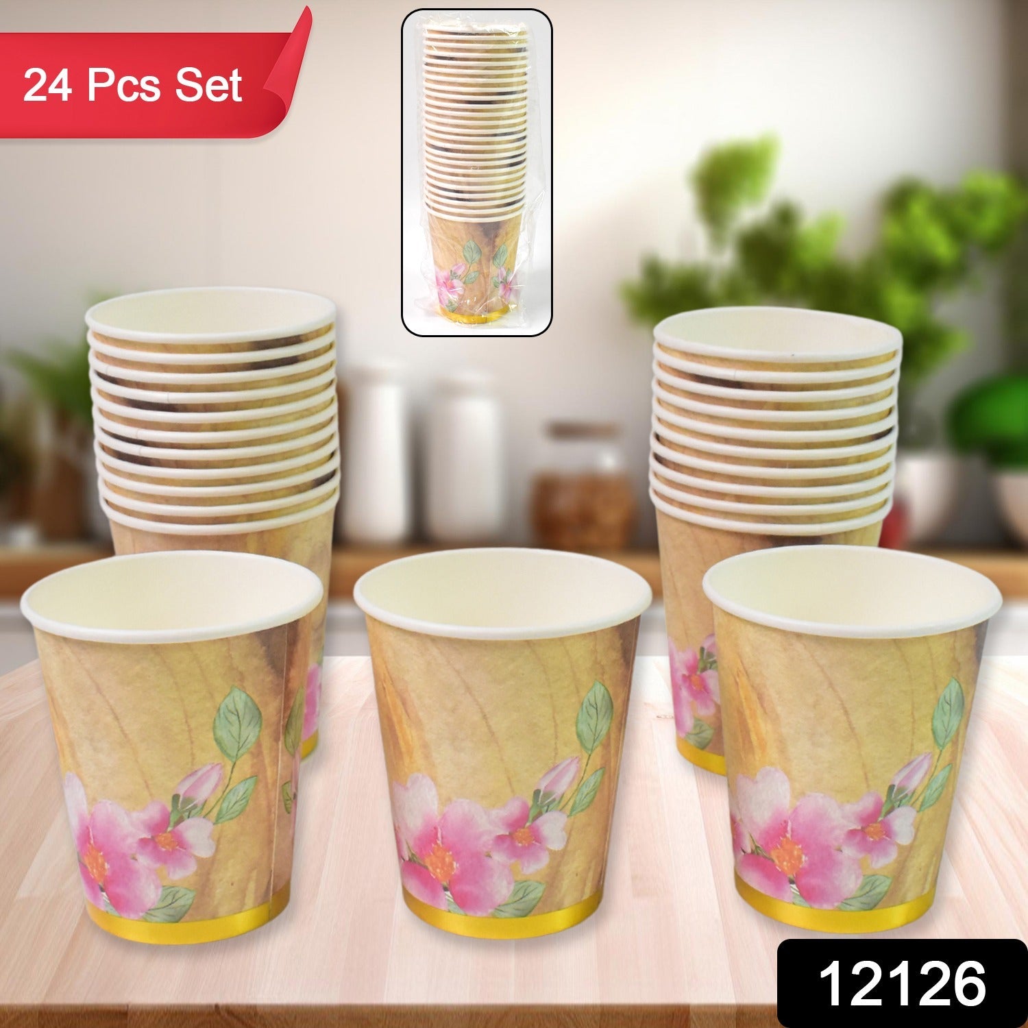 Disposable Paper Cups – Mixed Design 24 Pcs | Papezo Secondary image