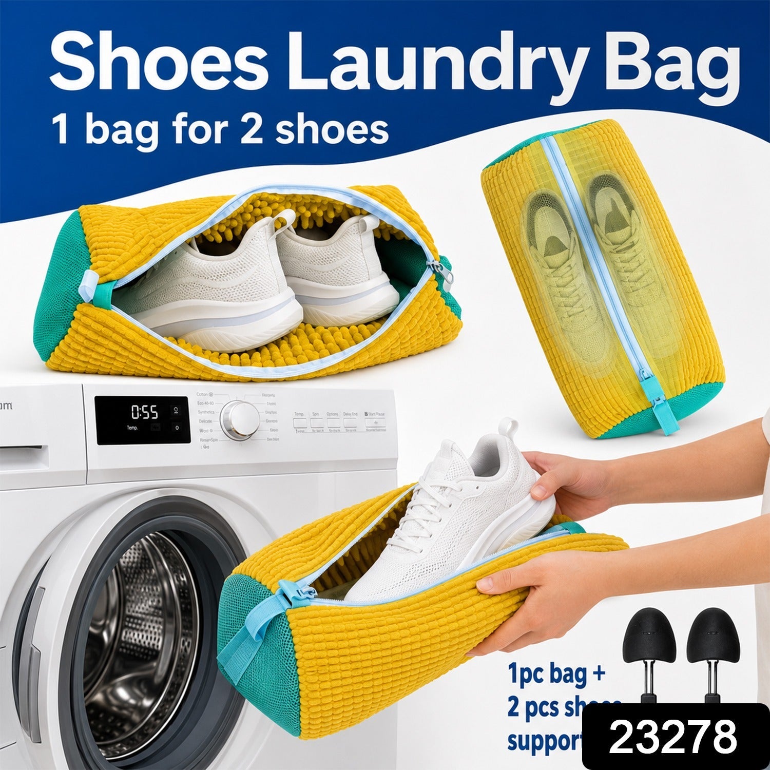 Shoe Laundry Wash Bag with 2 Shoe Support for Washing Machine (1 Set) Secondary image