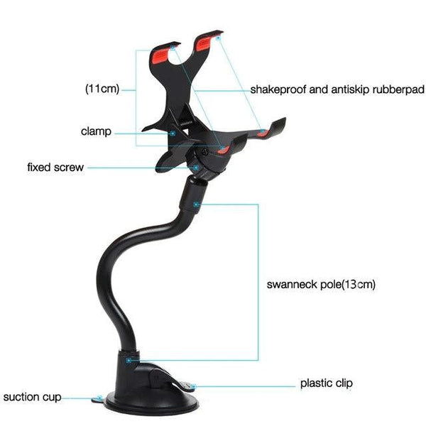 Close-up of the Car Phone Holder's secure clamp mechanism.
