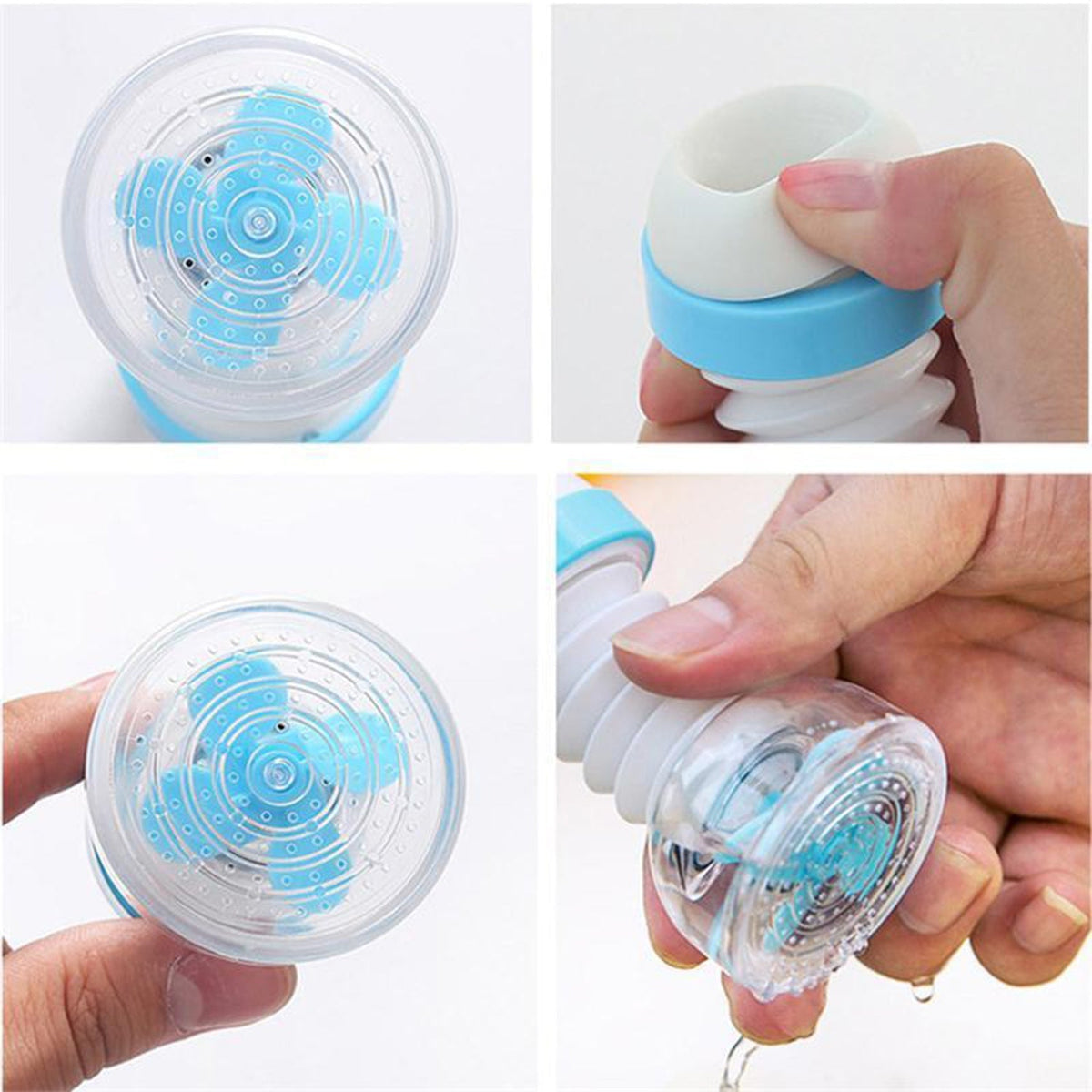 Front view of the 360° swivel faucet shower head with hose for easy cleaning. Main image