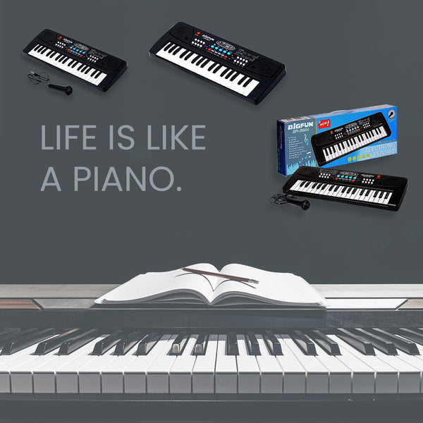 Complete set of the 37-key kids piano keyboard with accessories.