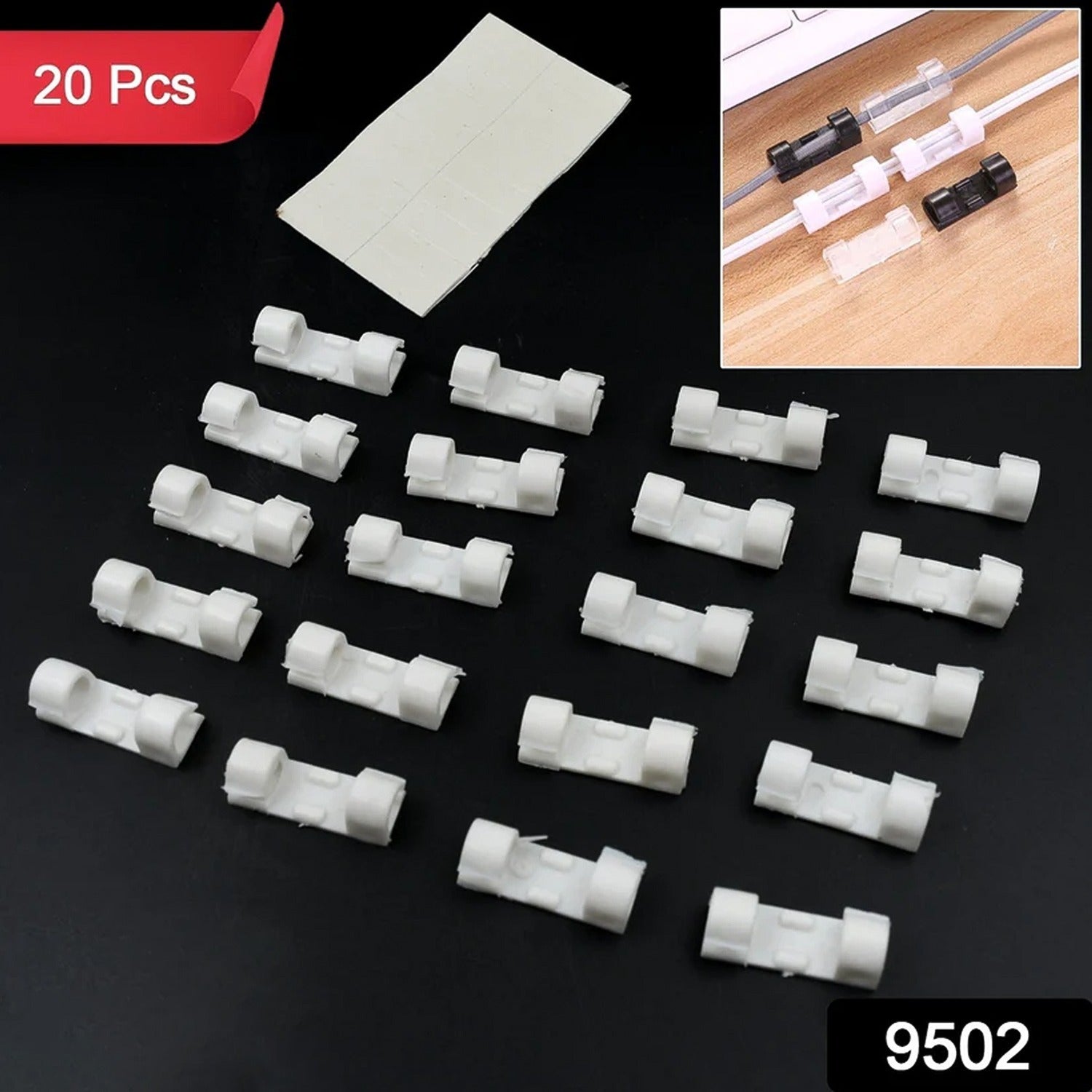 Plastic Cable Clips – Strong Adhesive Wire Organizer (20 Pcs) | WipeTech Secondary image
