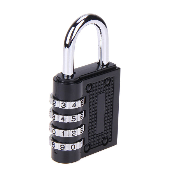A hand demonstrating the compact size of the 4-digit combination lock.