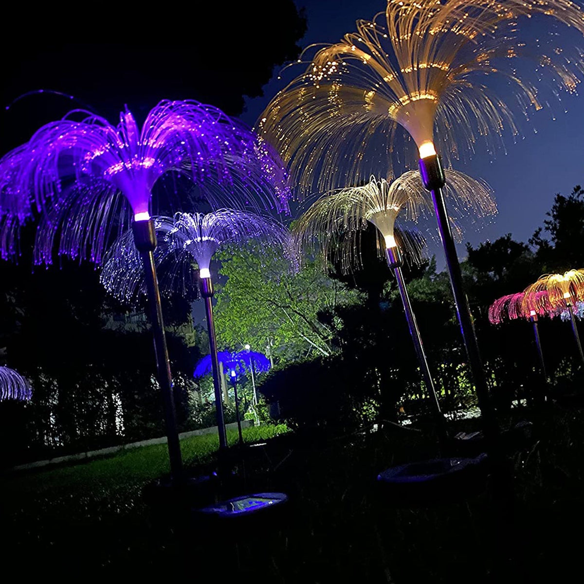 Waterproof solar garden light glowing with 7-color-changing jellyfish design Main image