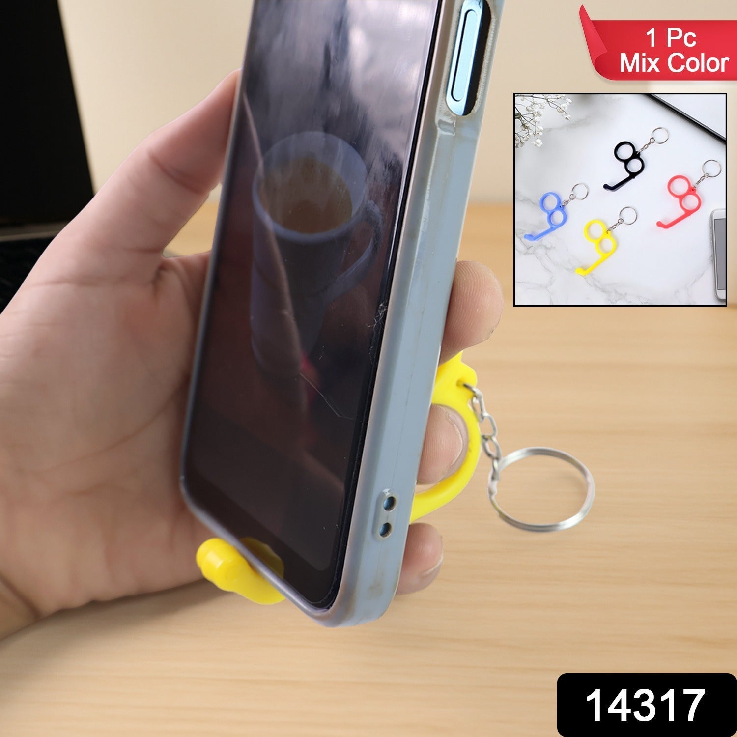 Dual-Finger Mobile Stand Keyring – Lightweight 2-in-1 Phone Holder Secondary image