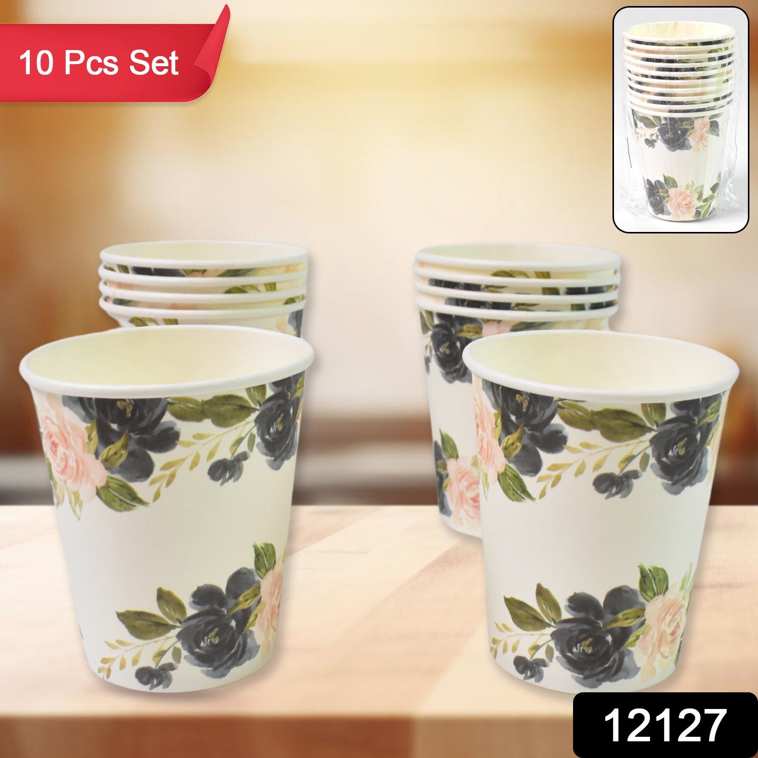 Disposable Paper Cups – Mixed Design 10 Pcs Set | Papezo Secondary image