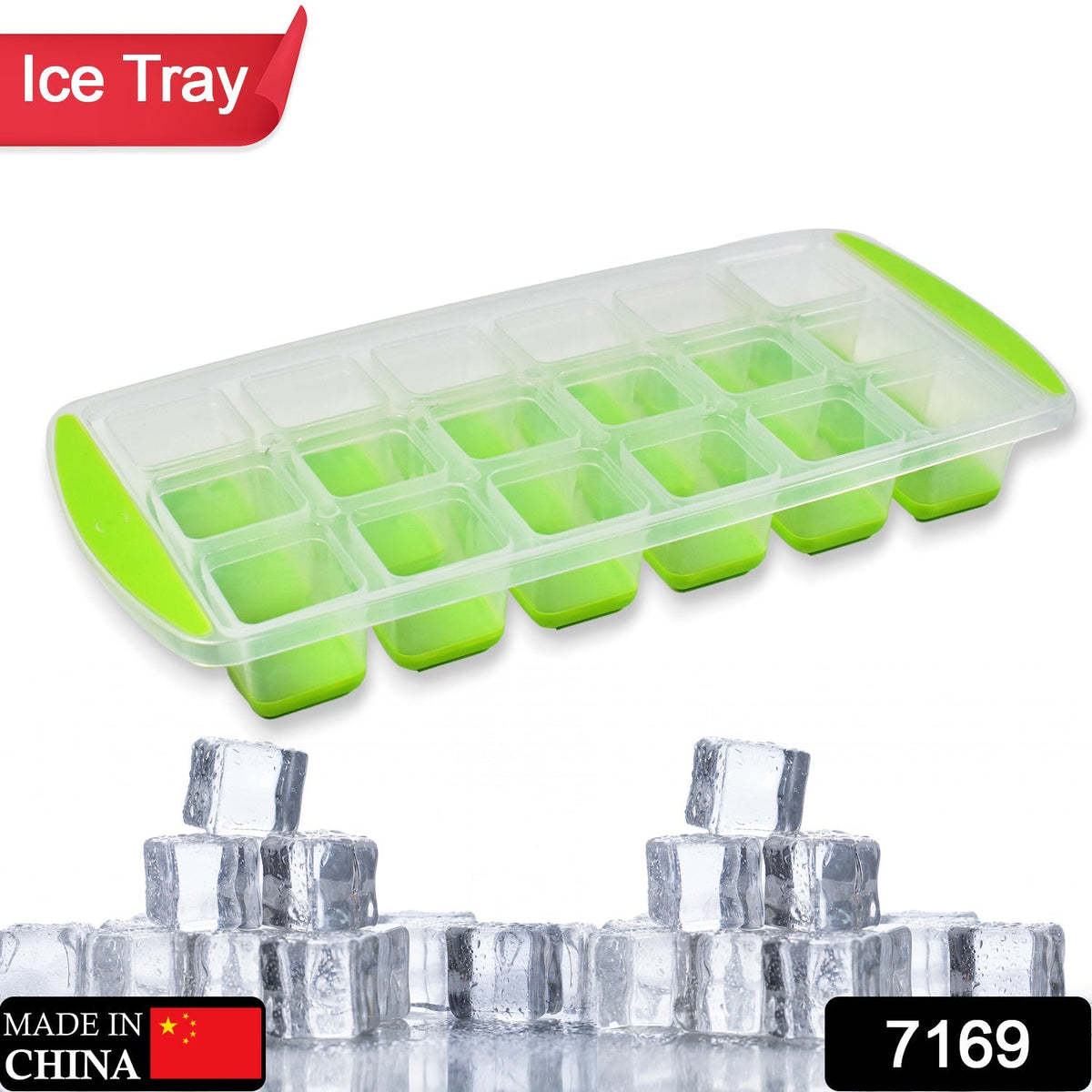 Close-up of a blue 18-cavity silicone ice cube tray, highlighting its texture. Main image
