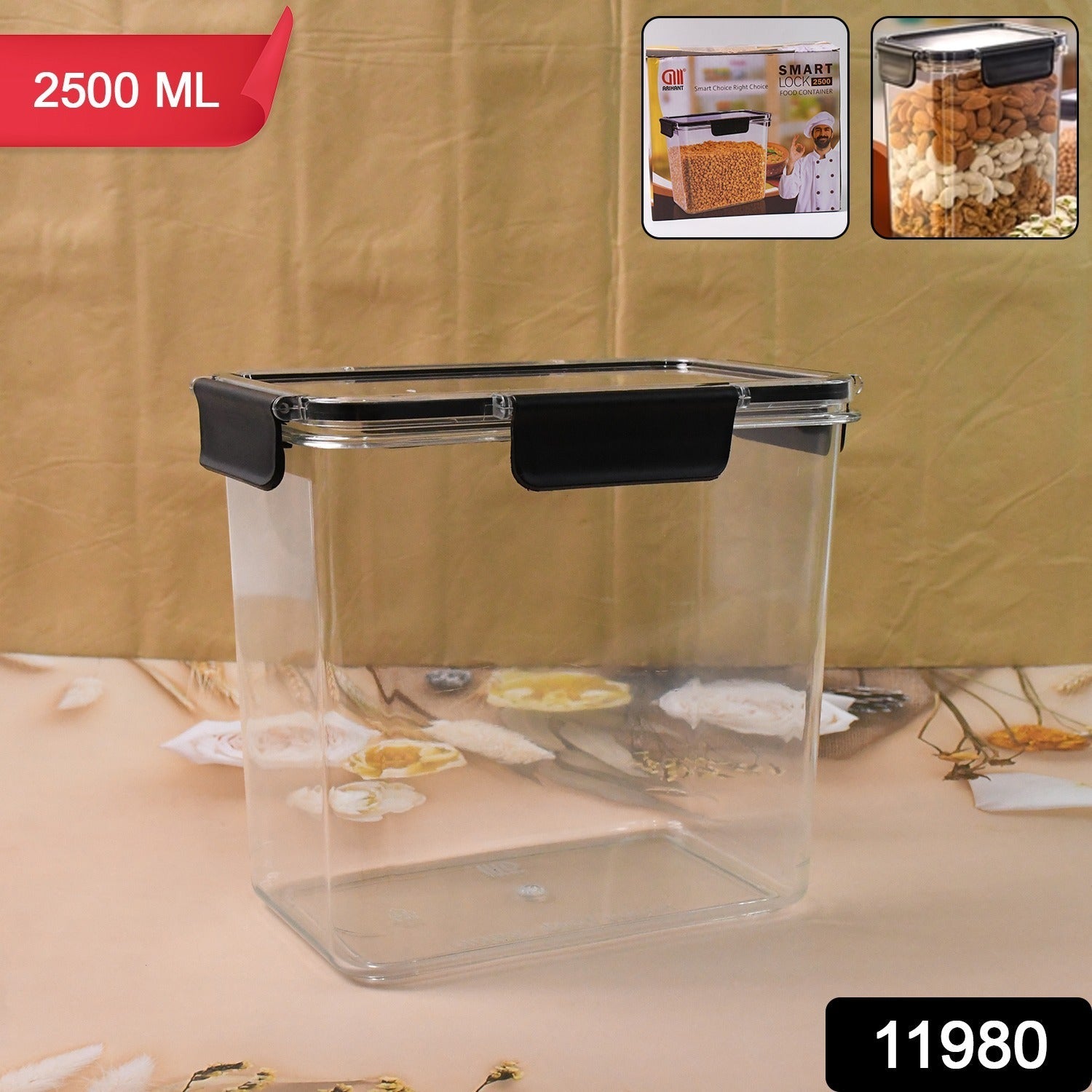 Airtight Food Storage Container – 2500ml with Easy Snap Lid Secondary image