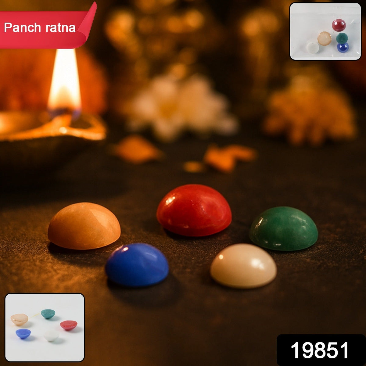 Vibrant Panch Ratna stone set for pooja, enhancing spiritual energy. Main image