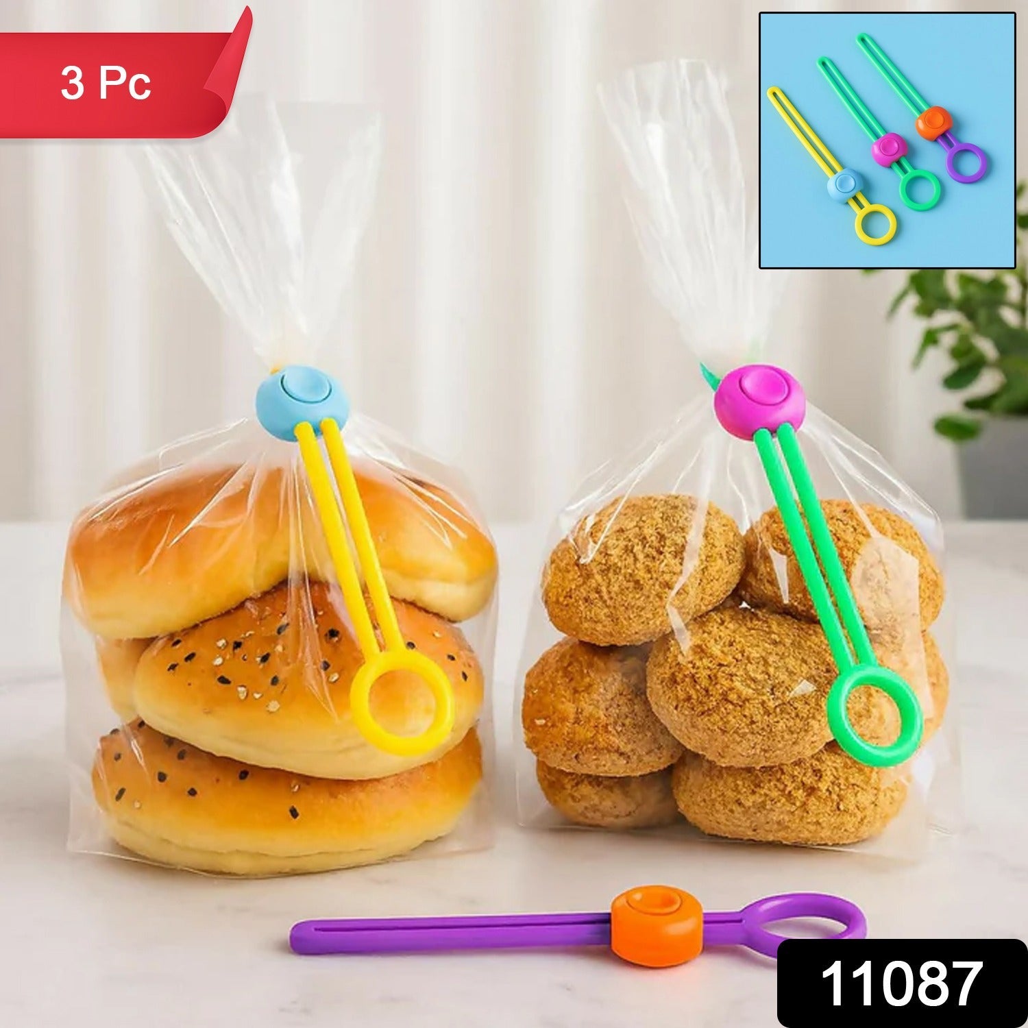 Silicone Food Bag Clips – Reusable Sealing Lock 3 Pack Secondary image