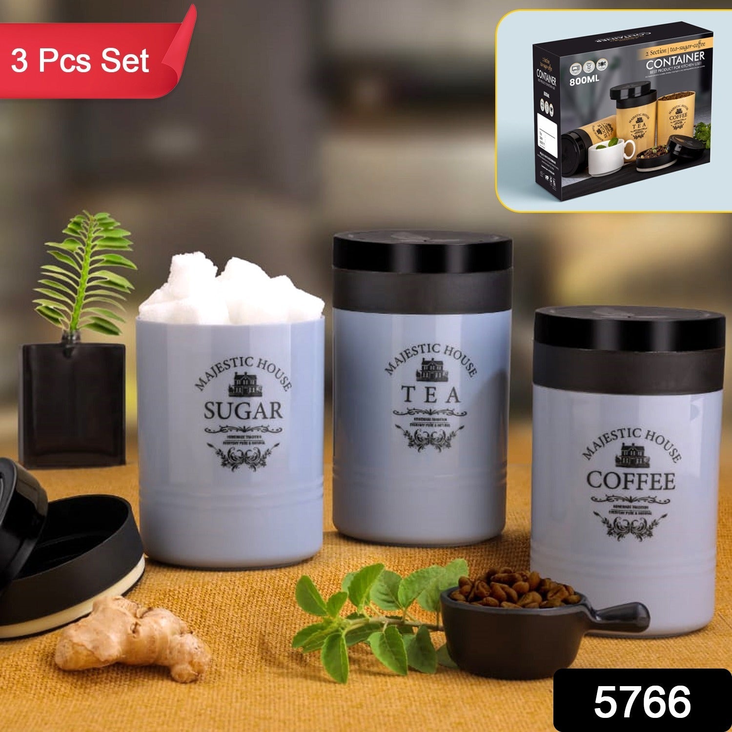 Airtight Food Containers – 3 Pc Tea Coffee Sugar Set | Tidy Table Secondary image