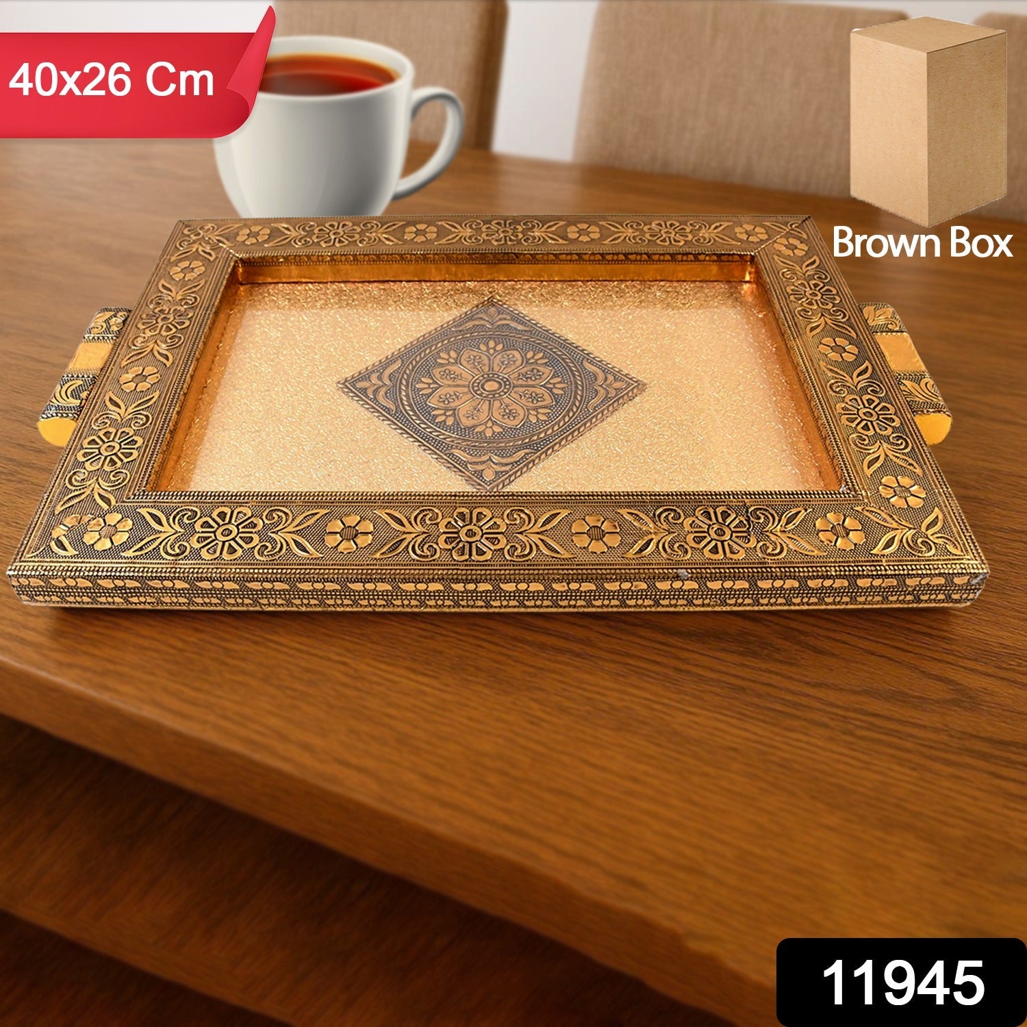 Rajwadi Decorative Serving Tray – Premium Antique Floral Design Secondary image