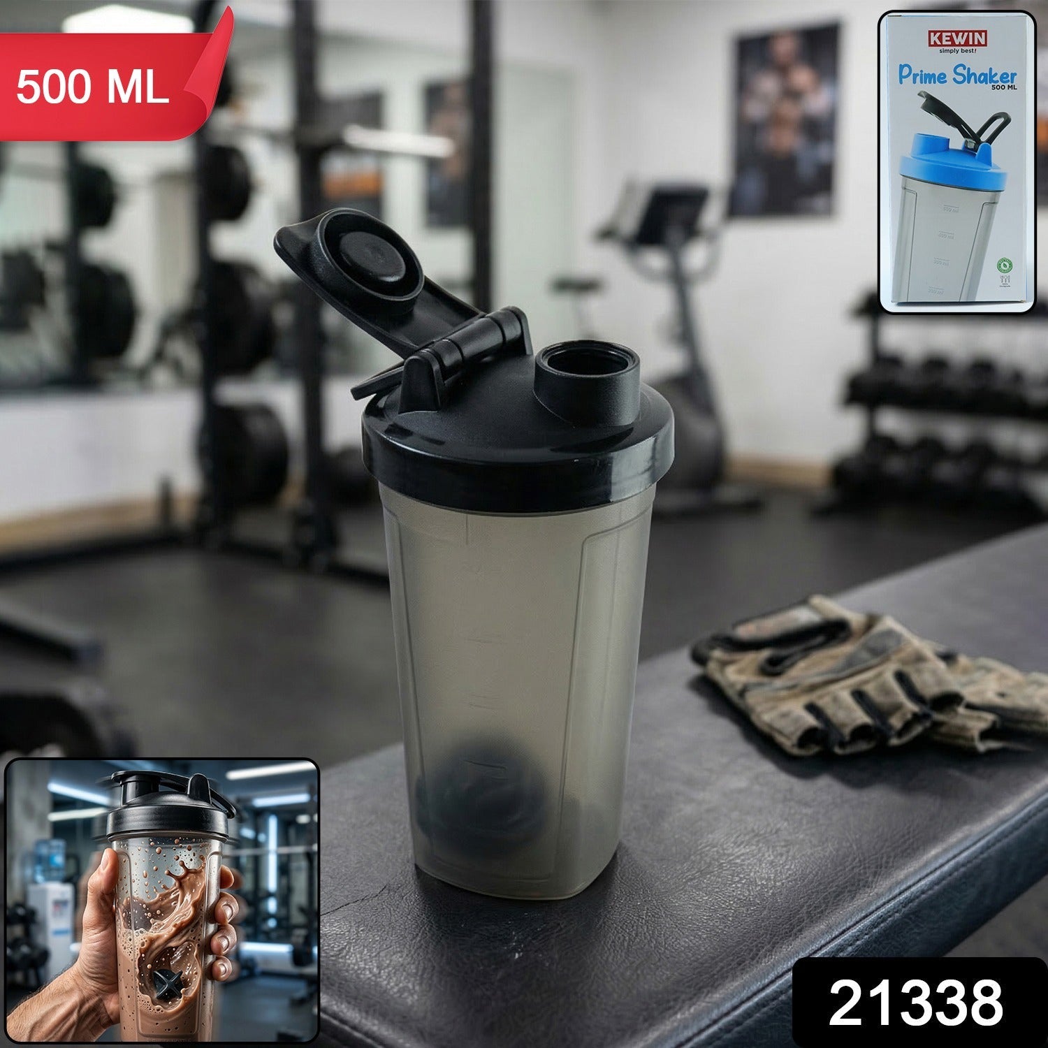 500 ml Plastic Gym Shaker Bottle – Leakproof with Mixing Ball Secondary image