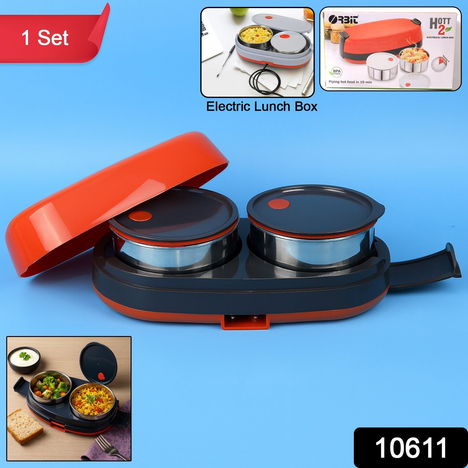Electric Lunch Box – Dual Stainless Steel Containers for Hot Meals Secondary image